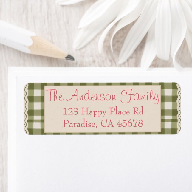 Étiquettes d'adresse plaid de fêtes (En situation)