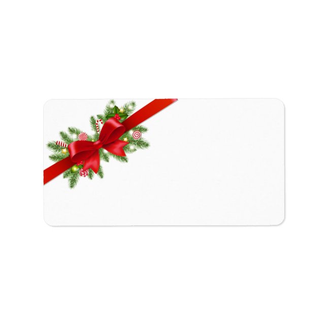 Étiquettes d'adresse postale de Noël Red Bow (Devant)