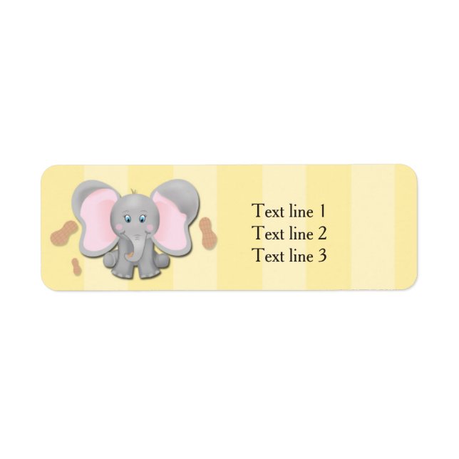Étiquettes d'adresse pour fête avec éléphant bébé  (Devant)