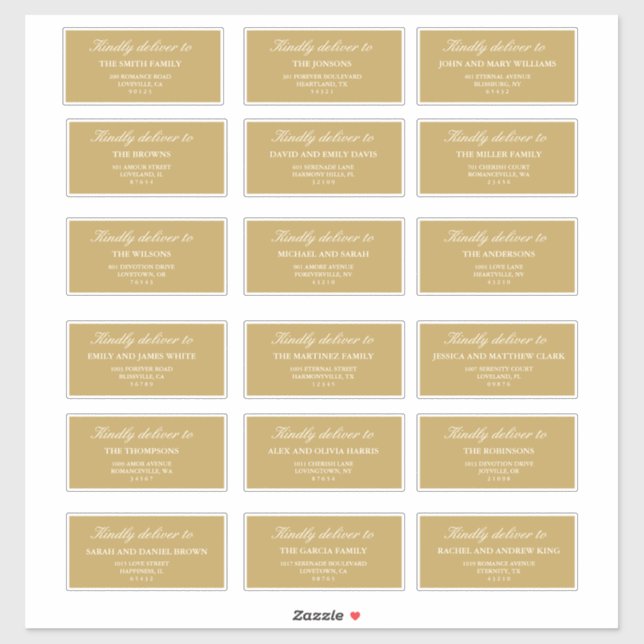 Étiquettes d'adresse pour invités de mariage éléga (Feuille)