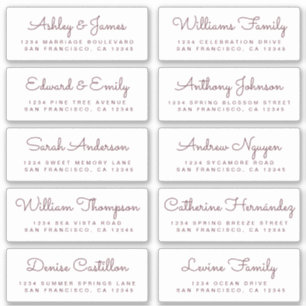 Étiquettes d'adresse pour invités de mariage en ca