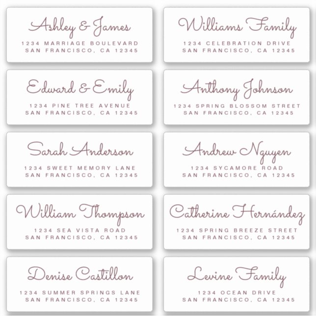 Étiquettes d'adresse pour invités de mariage en ca (Devant)