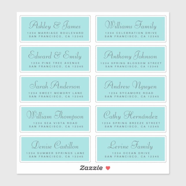 Étiquettes d'adresse pour invités de mariage en ca (Feuille)