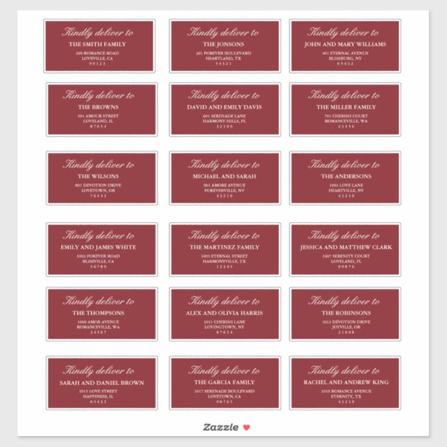 Étiquettes d'adresse pour invités de mariage en iv (Feuille)
