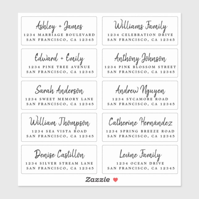 Étiquettes d'adresse pour invités de mariage en sc (Feuille)