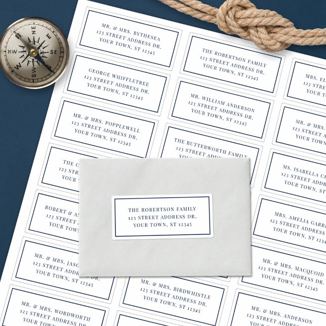 Étiquettes d'adresse pour invités de mariage marin (Créateur téléchargé)