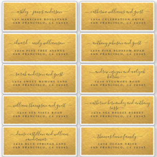 Étiquettes d'adresse pour invités de mariage Or Cl