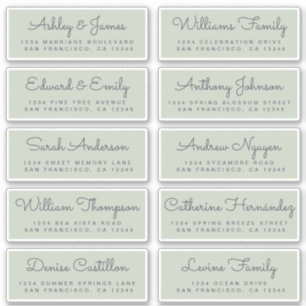 Étiquettes d'adresse pour invités de mariage vert 
