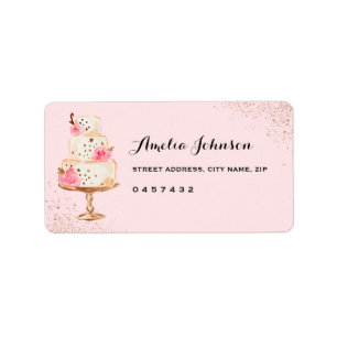 Étiquettes d'adresse pour la fête de thé du gâteau