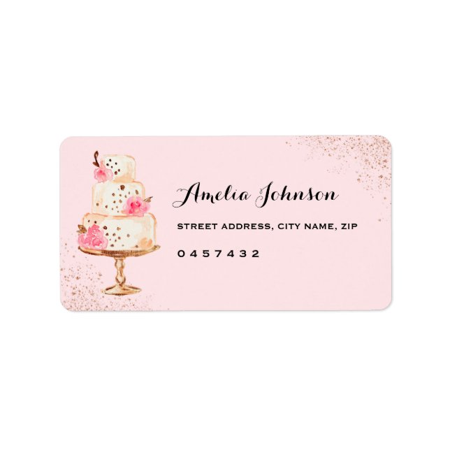 Étiquettes d'adresse pour la fête de thé du gâteau (Devant)