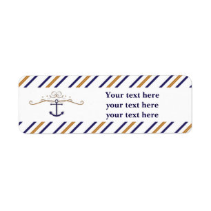 Étiquettes d'adresse rayées avec ancre nautique él