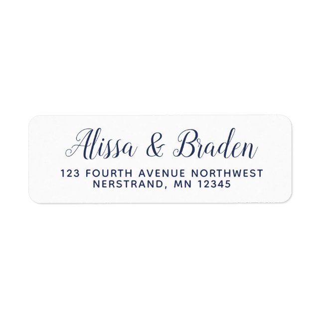 Étiquettes d'adresse renversées -Navy- Calligraphi (Devant)