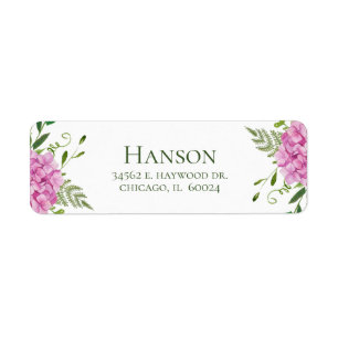 Étiquettes d'adresse Retour Fleurs d'Hydrangea Ros
