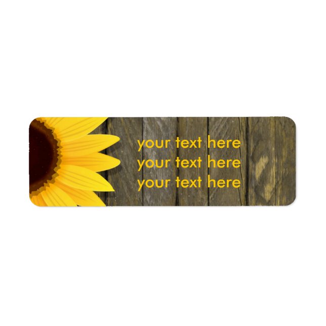 Étiquettes d'adresse Rustique Bois Foncé Tournesol (Devant)