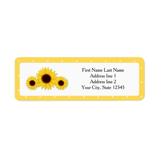 Étiquettes d'adresse rustiques Jaune Tournesols Ca (Devant)