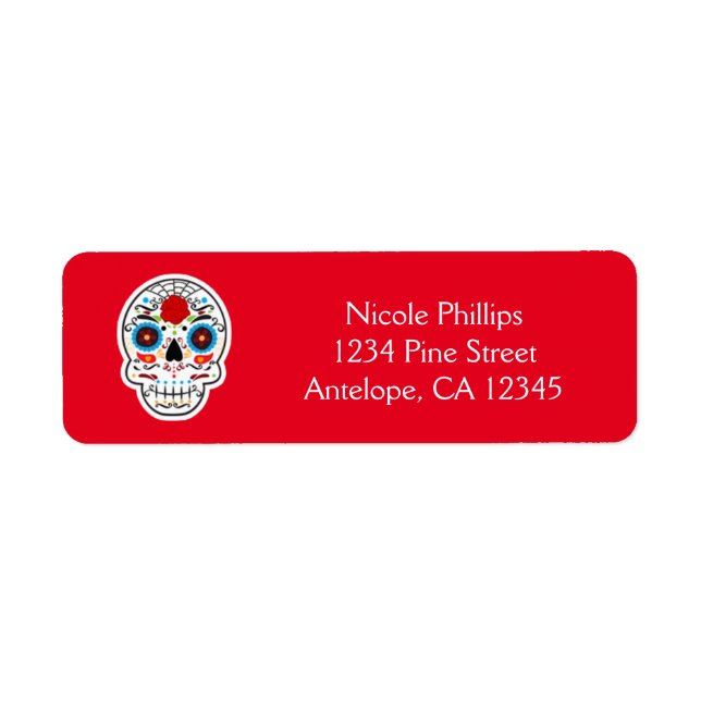 Étiquettes d'adresse Sugar Skull pour la Fête des  (Devant)