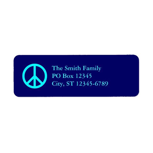 Étiquettes d'adresse Symbole de la Paix Aqua (Devant)