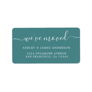 Étiquettes d'adresse Teal We've Moved