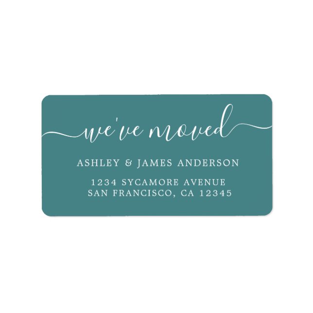 Étiquettes d'adresse Teal We've Moved (Devant)