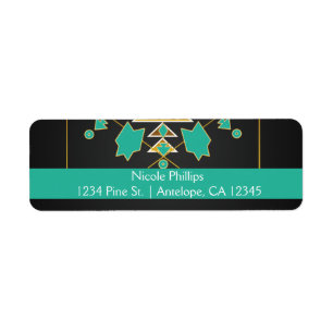 Étiquettes d'adresse Turquoise Noir Or Sud-Ouest