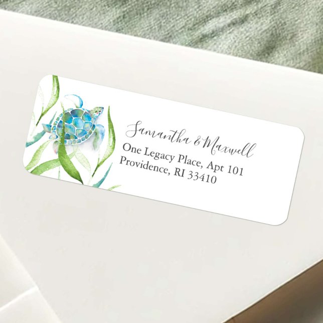 Étiquettes d'adresse uniques de tortue de mer à l' (Florida beach return address labels watercolor sea turtle art Victoria Grigaliunas Do Tell A Belle)