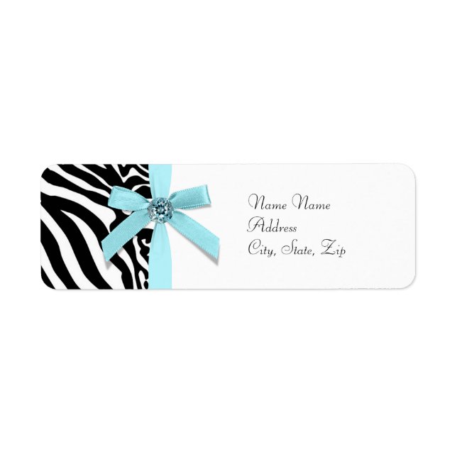 Étiquettes d'adresse Zèbre Bleu Turquoise (Devant)