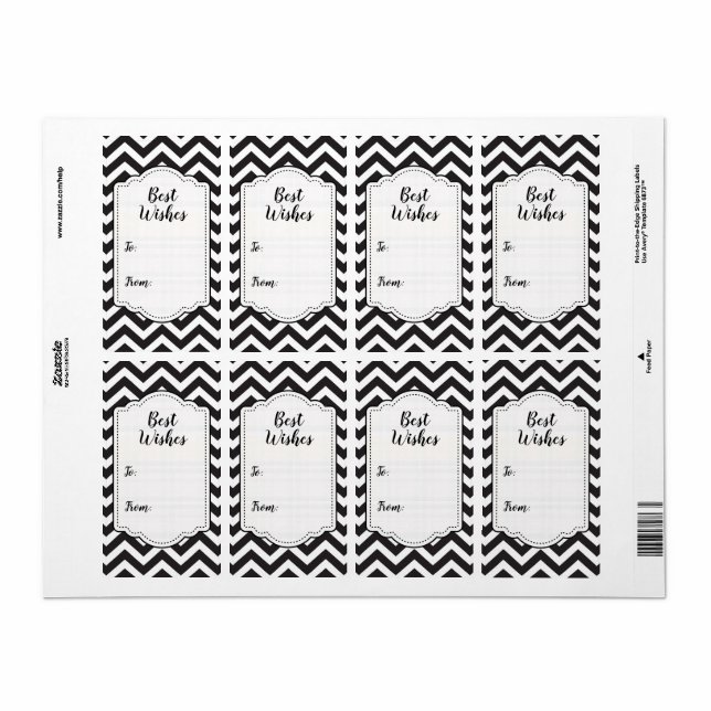 Étiquettes d'autocollant de mariage Chevron épais  (Feuille entière)