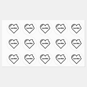 Étiquettes d'autocollants de morsures d'amour