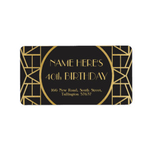 étiquettes de adresse 20s de Gatsby d'anniversair