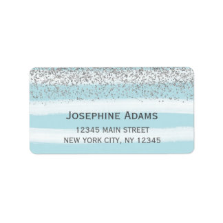 Étiquettes de adresse bleu et argent