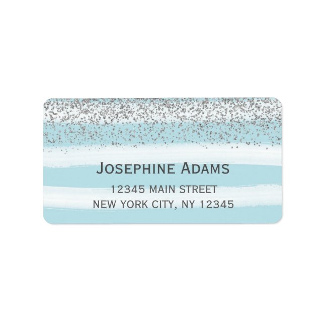 Étiquettes de adresse bleu et argent (Devant)