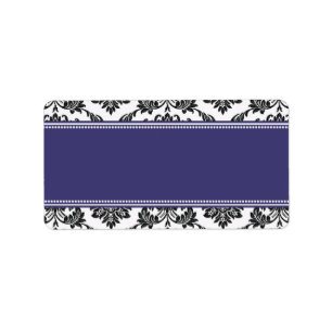 Étiquettes de adresse bleus de mariage damassé