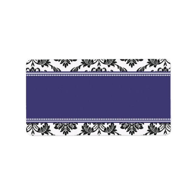 Étiquettes de adresse bleus de mariage damassé (Devant)