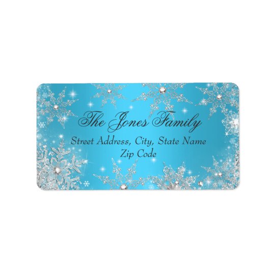 Étiquettes de adresse bleus de Noël du pays des