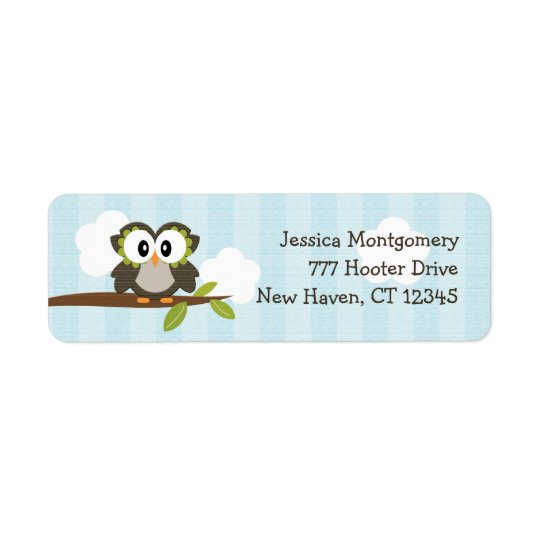 Étiquettes de adresse bleus de retour de hibou fai