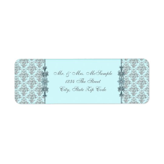 Étiquettes de adresse bleus turquoises argentés de