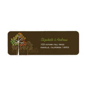 étiquettes de adresse Brown d'arbres d'automne
