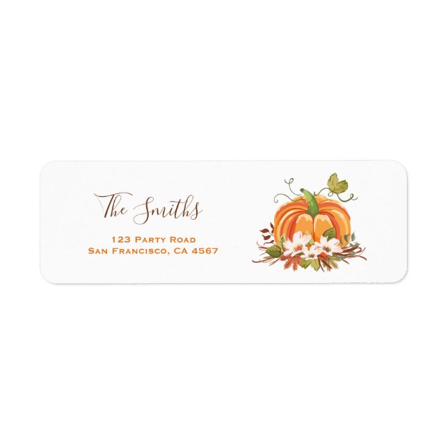 Étiquettes de adresse Citrouille rustique Automne  (Devant)