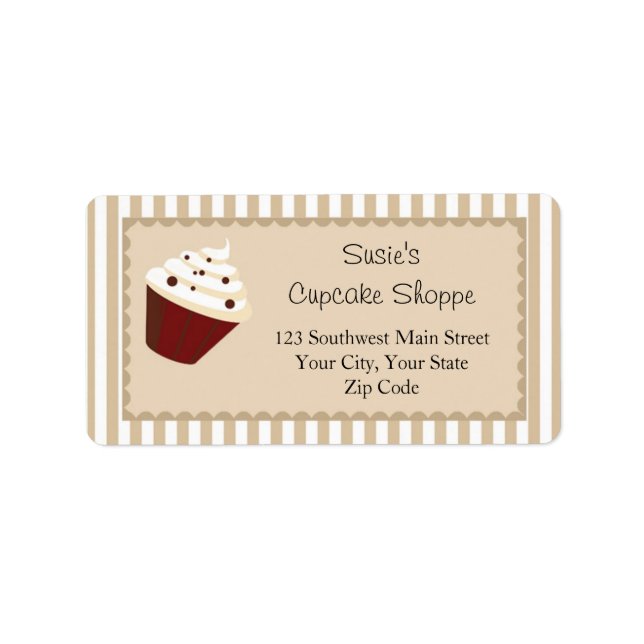 Étiquettes de adresse Cupcake, Soft Mocha Stripes (Devant)