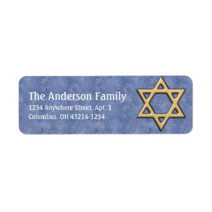 Étiquettes de adresse d15 de Chanukah d'étoile de