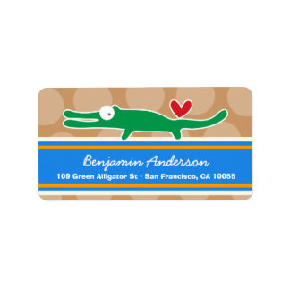 Étiquettes de adresse d'alligator de dessin animé 