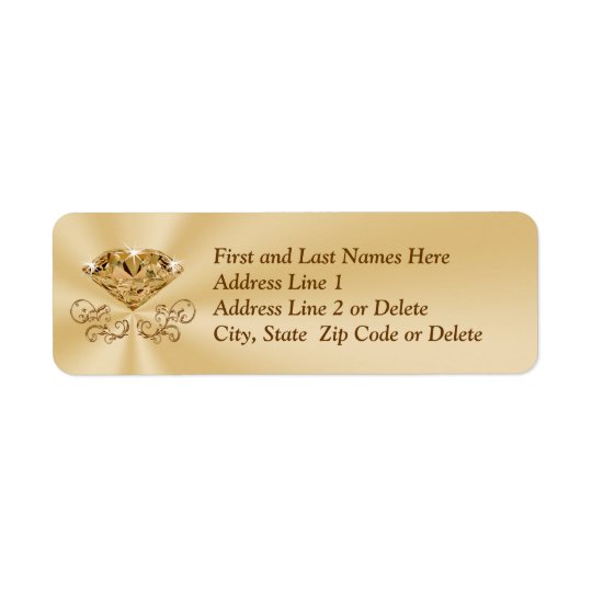 Étiquettes de adresse d'anniversaire de diamant