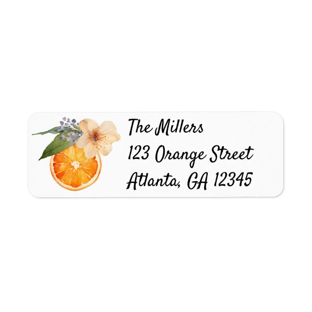 Étiquettes de adresse d'aquarelle orange en fleurs (Devant)