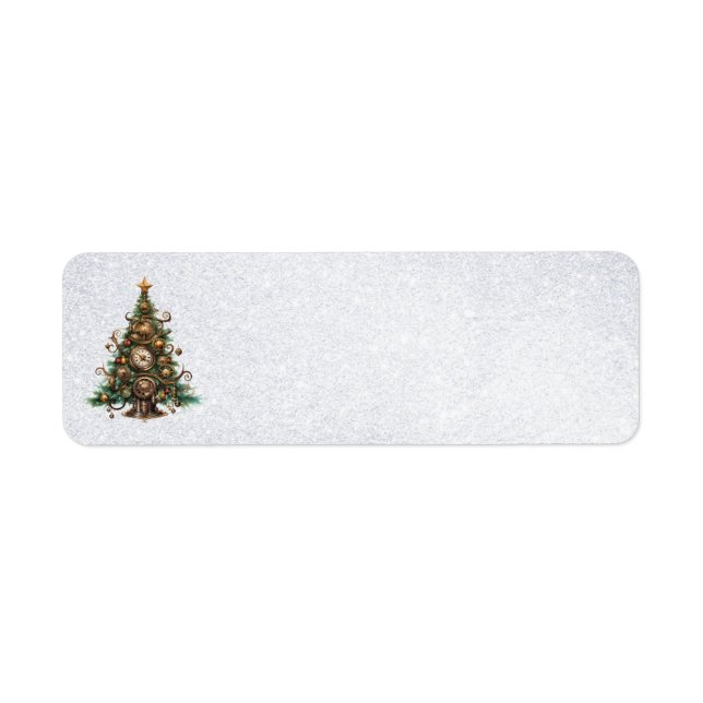 Étiquettes de adresse d'arbre de Noël en vapeur (Devant)
