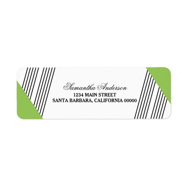 Étiquettes de adresse de bandes géométriques verte (Devant)