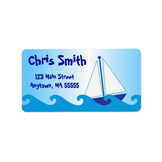 Étiquettes de adresse de bateaux à voile bleu (Devant)