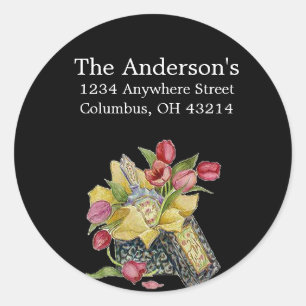 Étiquettes de adresse de boîte à fleurs antique/Vi