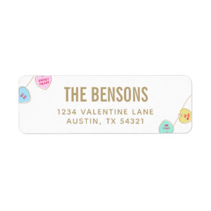 Étiquettes de adresse de bonbons de coeur
