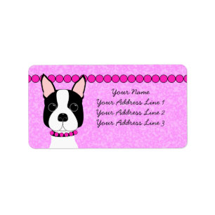 Étiquettes de adresse de Boston Terrier de fille