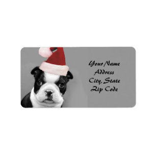 Étiquettes de adresse de Boston Terrier de Noël